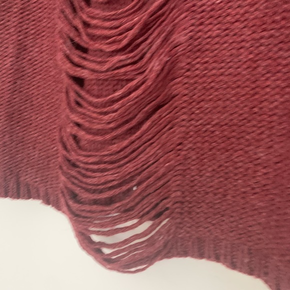 Burgundy Distressed Oversized Knit Sweater - Picture 11 of 11